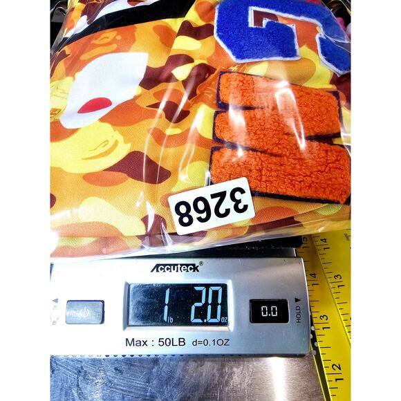 STREETWEAR CAMO SHARK FULL ZIP HOODIE SWEATSHIRT JACKET ORANGE YELLOW M 2368 - Picture 8 of 8